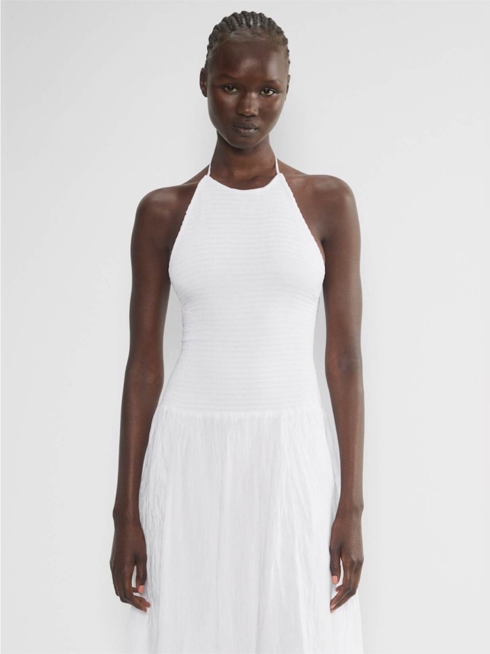 Aritzia White Halter Midi Dress